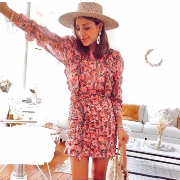 ZARA ruched floral mini dress blogger fave